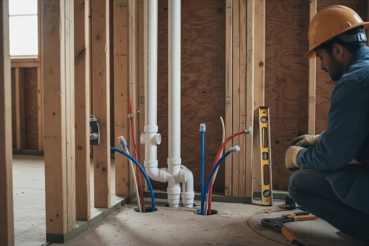 Drain and supply rough-in during Leak Detection in Holmes